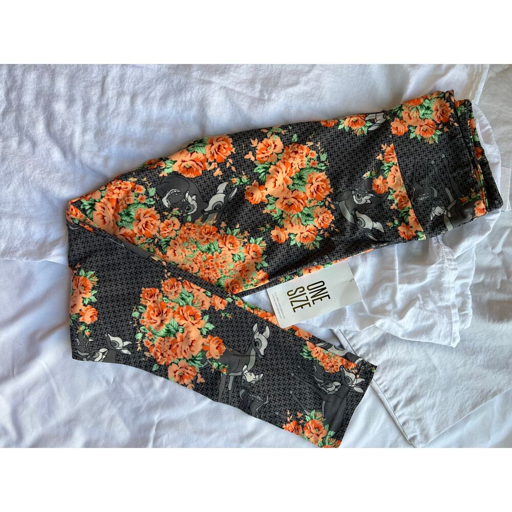 Lularoe Disney Bambi Roses HTF OS Leggings